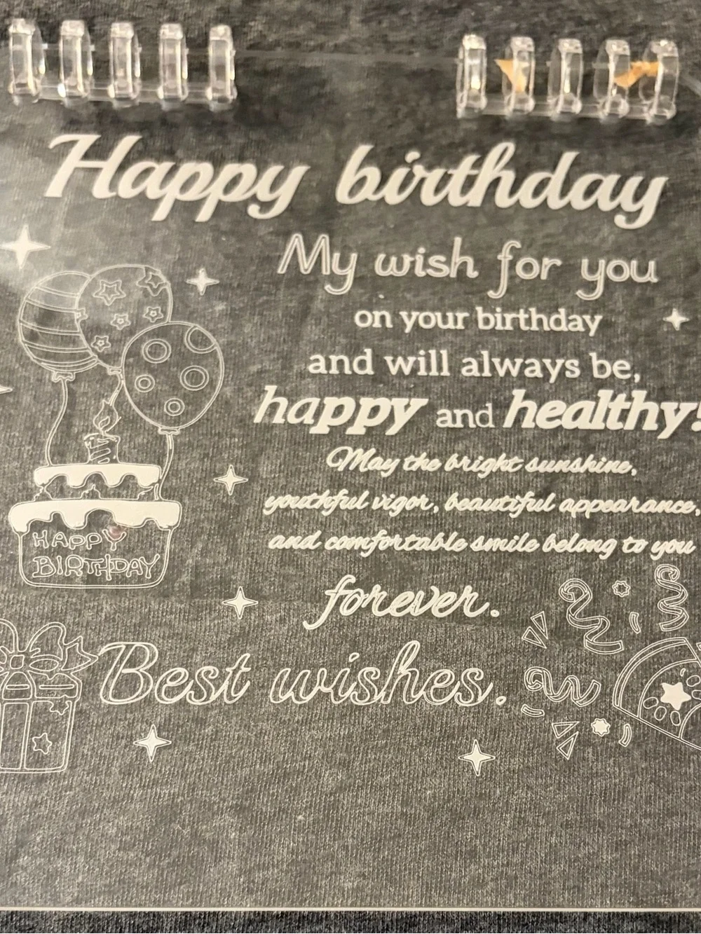 Happy Birthday LED Acrylic Light Panel with Wood Base - Clear